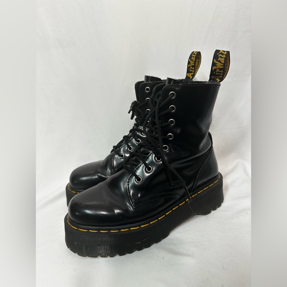 Dr. Martens Jaden Black Leather Platform Lug Sole Combat Boots